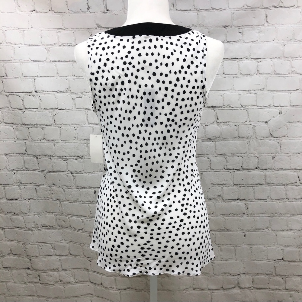 Spense Sleevless Blouse White with Black Dots Size Small Scoop Neck - Picture 5 of 9
